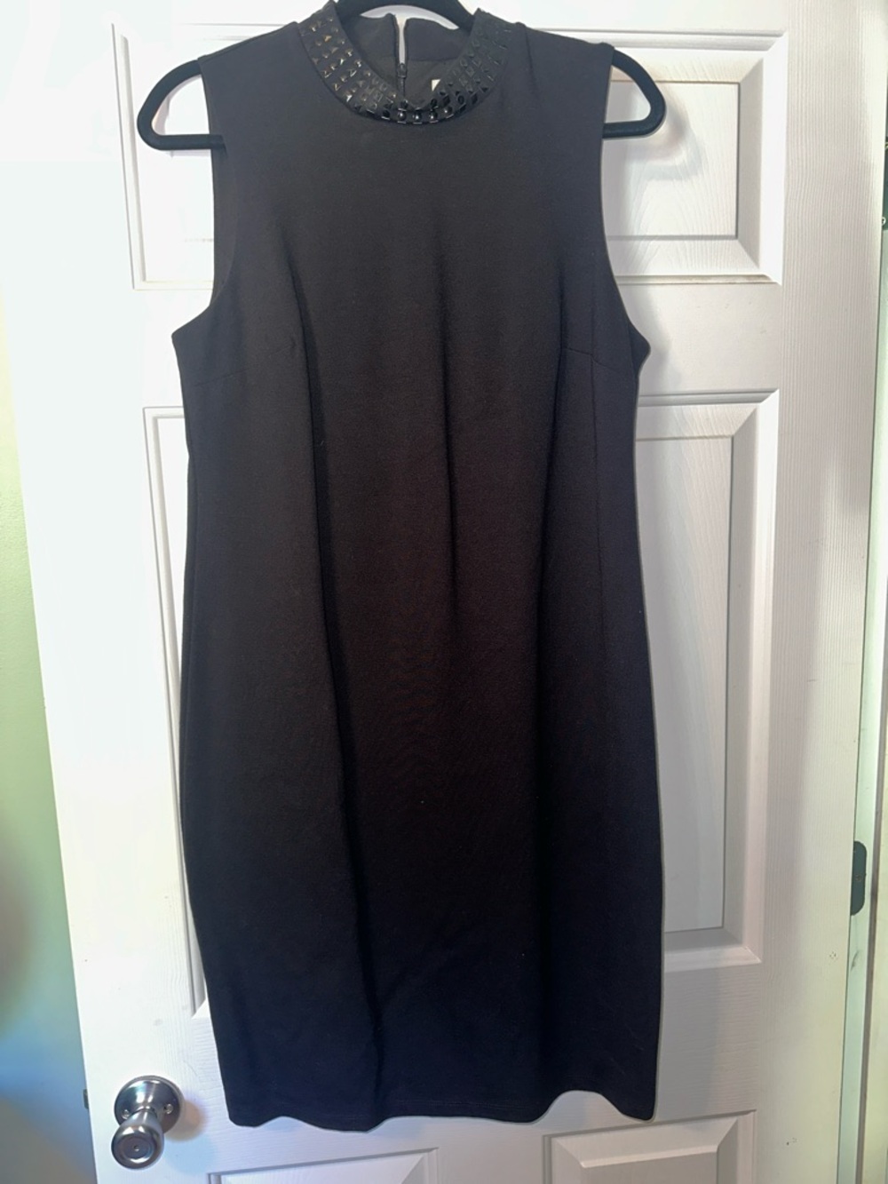 Sleeveless Embellished Collar Mini Dress in Black